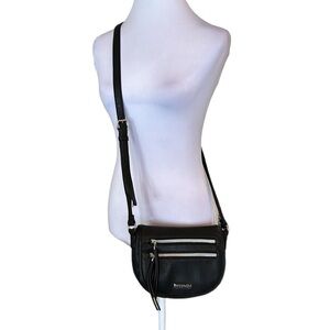 Kenneth Cole Reaction Black Crossbody Double Zip Flap Snap Handbag